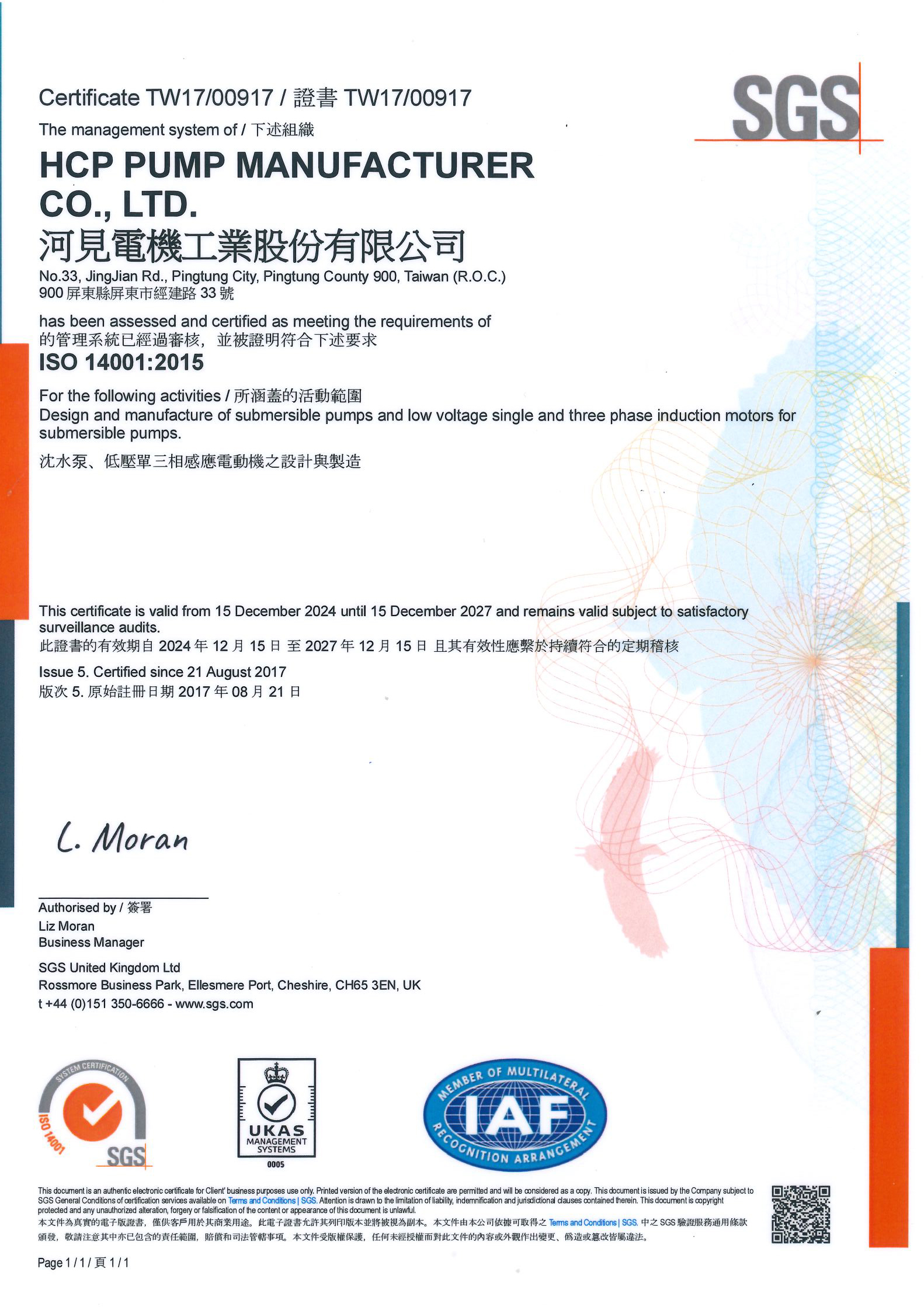 ISO 14001 : 2015 Environmental management systems ISO 14001 : 2015 Environmental management systems