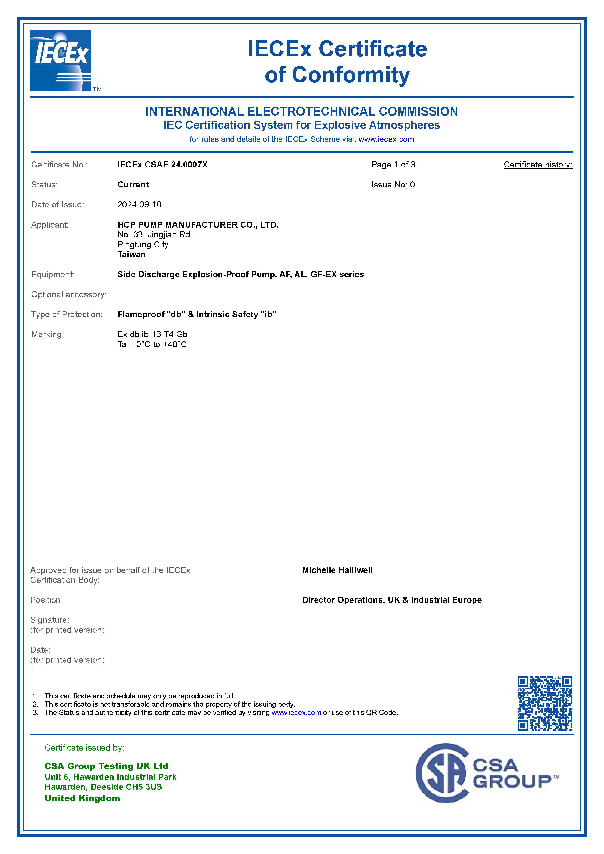 IECEx Certificate of Conformity IECEx Certificate of Conformity